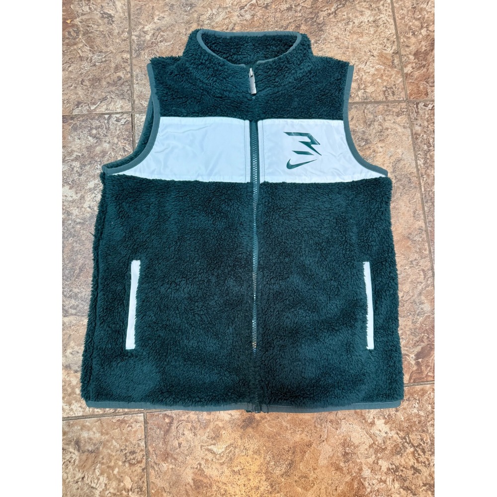 Nike 3Brand Russell Wilson Kids Sherpa Fleece Vest Green White Size 12 10-11 Yrs
